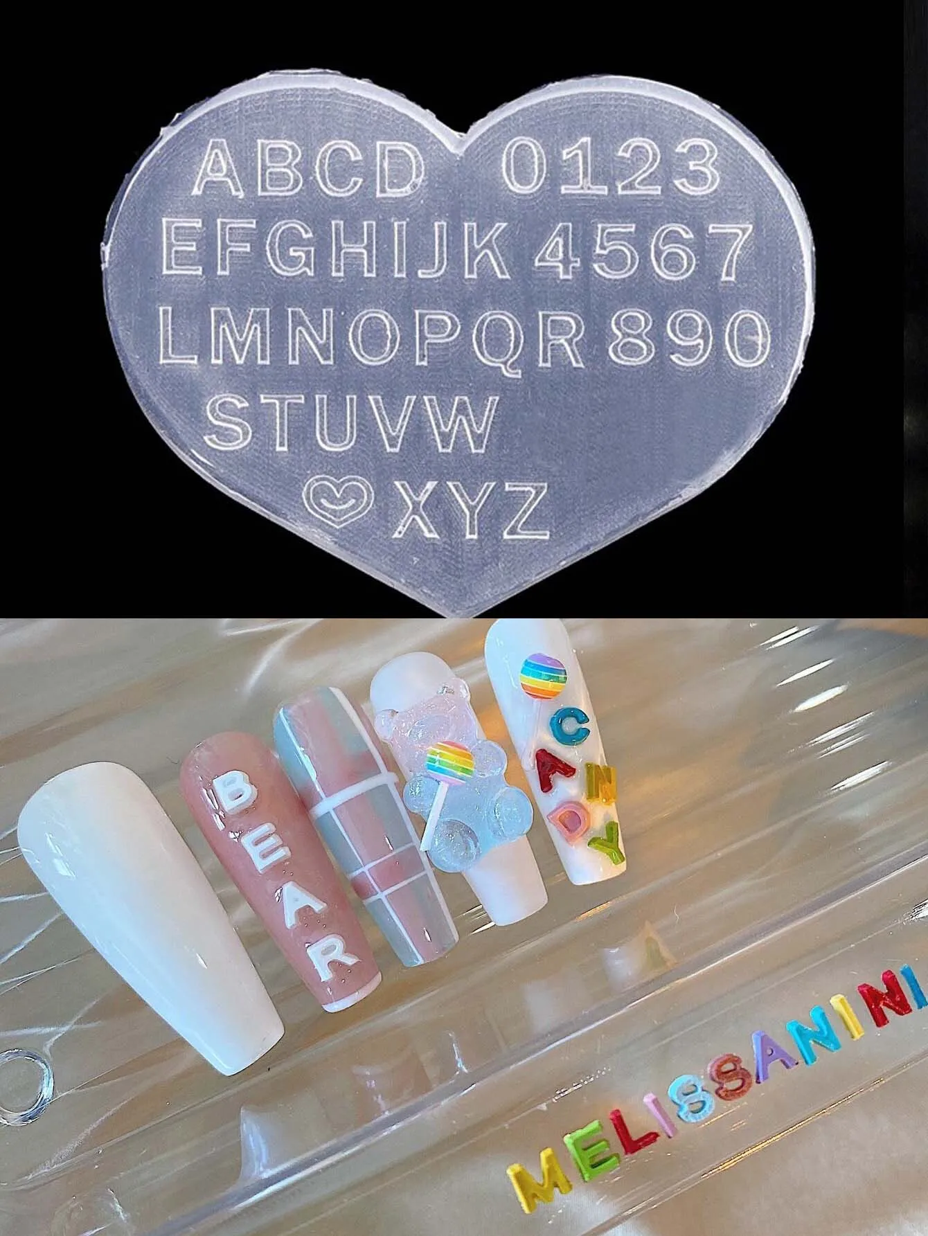 1PC English letter Design Nail Silicone Mold Art Decorations Earring necklace 3D Acrylic DIY Tools