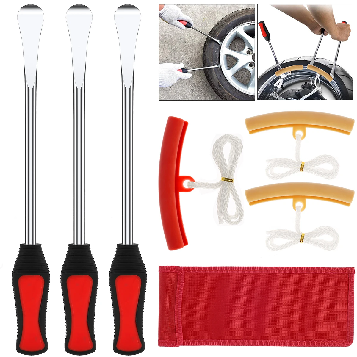 Rim Protector Tire Changing Lever Tools Motorcycle Tyre Repair Tool Spoon Kit Non-slip Handle Car Motorbike Tire Changer Levers