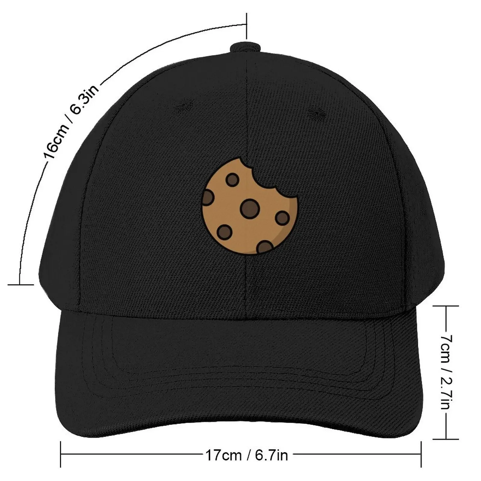 Cute Half Eaten Chocolate Chip Cookie Icon on Beige Baseball Cap beach hat Hip Hop Women Hats Men's