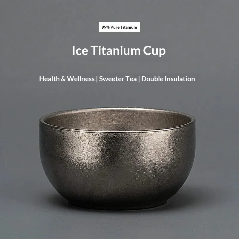 Copo de Chá Pequeno de Titânio de Alta Qualidade, Conjunto de Chá Ice Crystal Master Cup, Copo de Água Pessoal de Liga de Titânio para Camping ao Ar Livre