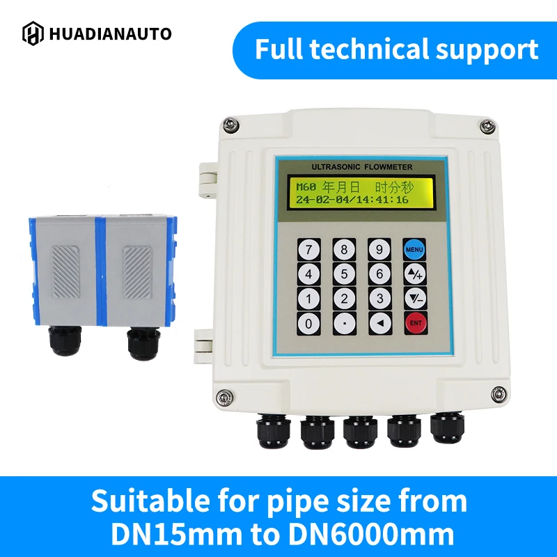 Factory Price RS485 Pipe Flowmeter Tuya Liquid Water Oil Pipeline Clamp on Remote Wall-mounted Ultrasonic Flow Meter Flowmeter