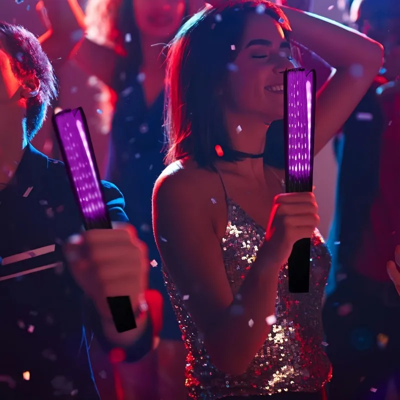 قابلة للشحن LED تضيء مروحة قابلة للطي التحكم عن بعد متعدد الألوان توهج لوازم الحفلات النادي الليلي الهذيان الرقص الأداء الهتاف #6