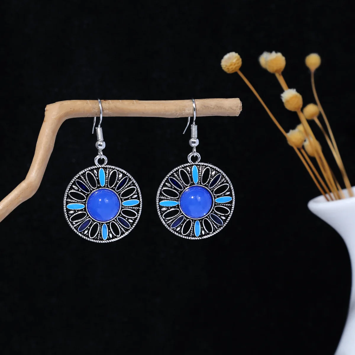 

SHXIHigh-end 925 Sterling Silver High-quality Retro Ethnic Style Water Drop Beaded Tassel Hypoallergenic 925 Silver Earrings