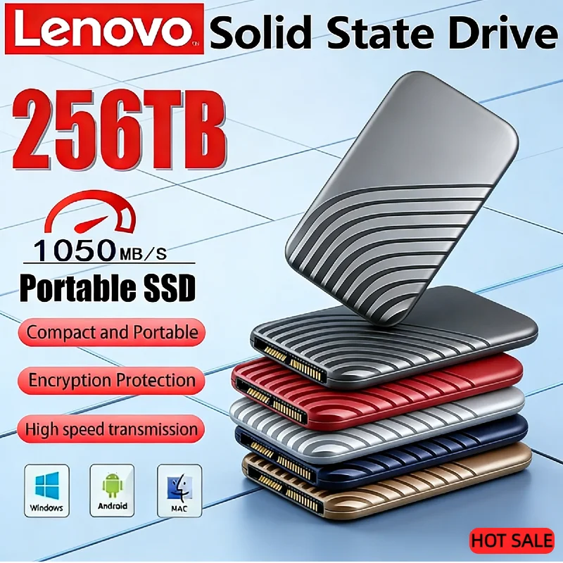 

Внешний твердотельный накопитель Lenovo SSD Flash с интерфейсом Type-C USB3.1, высокоскоростной, 2 ТБ/4 ТБ/8 ТБ/16 ТБ, портативный жесткий диск для ноутбука