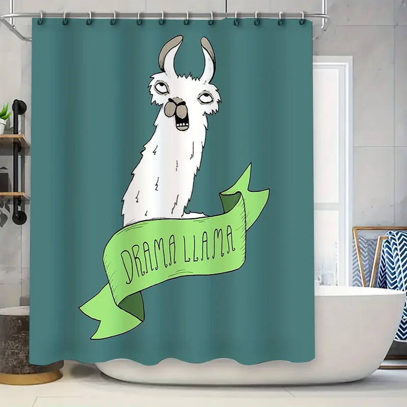 

Unique llama shower curtain farmhouse bathroom decor funny animal pattern waterproof fabric backdrop shower curtains for sale