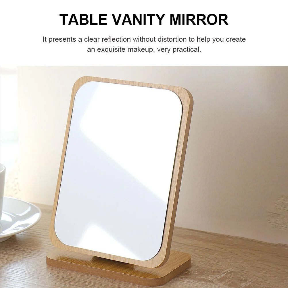 Office Desks Vanity Makeup Mirror Wood Desktop Wooden Table Stylish Makeup Portable Student Solid Color Simple Cute Mirror