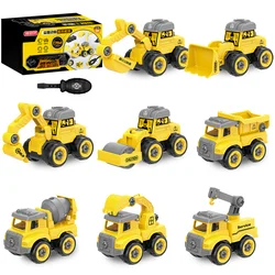 Veículo de engenharia brinquedo crianças construção escavadeira trator bulldozer caminhão de bombeiros modelos diy parafuso jogo meninos brinquedos crianças presentes