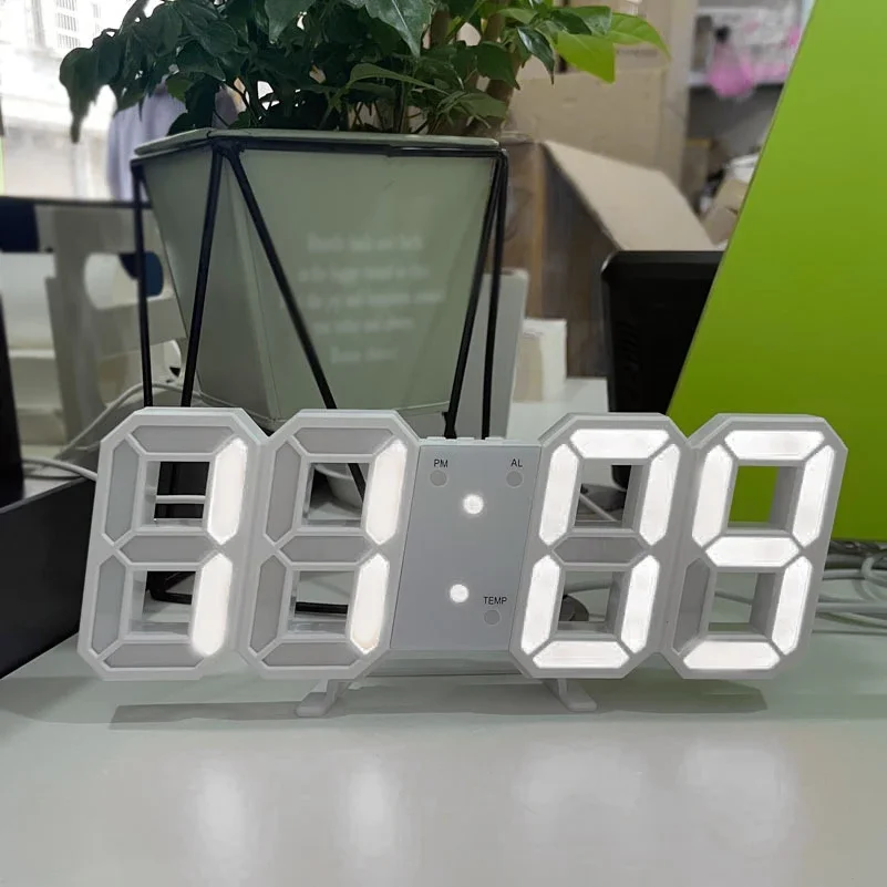 3D LED Digital Clock Luminous Fashion Wall Clock Multifunctional Creative USB Plug in Electronic Clock Home Decoration - view 2