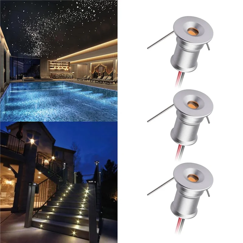 PIZZO-Mini Downlight DC12V 1W 3000K Confezione da 27 conchiglie argento, utilizzata per l'illuminazione di armadi interni, l'illuminazione di armadi, la luce dei opere d'arte