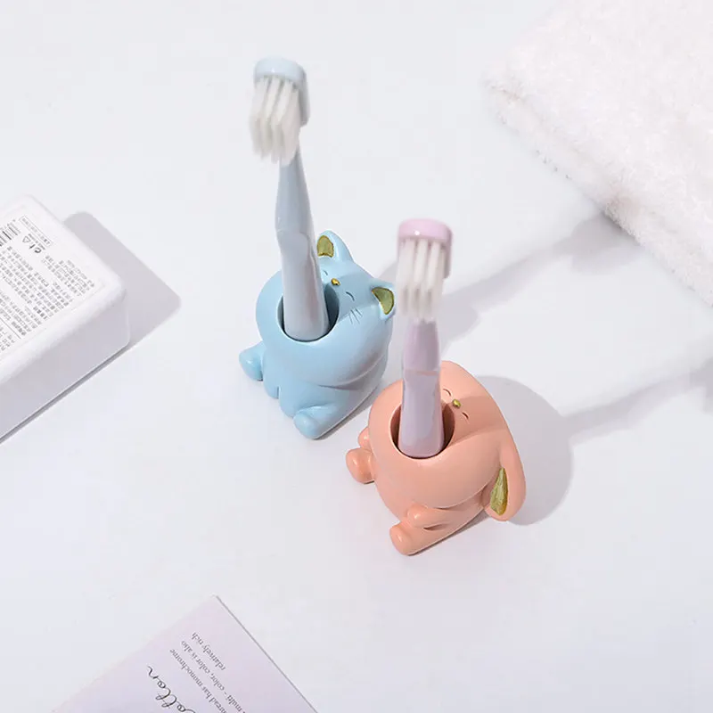 Toothbrush Holder Resin Cartoon Animal Shape Toothbrush Stand Small for Bathroom Vanity Sink Countertop Kids Family Home Decor