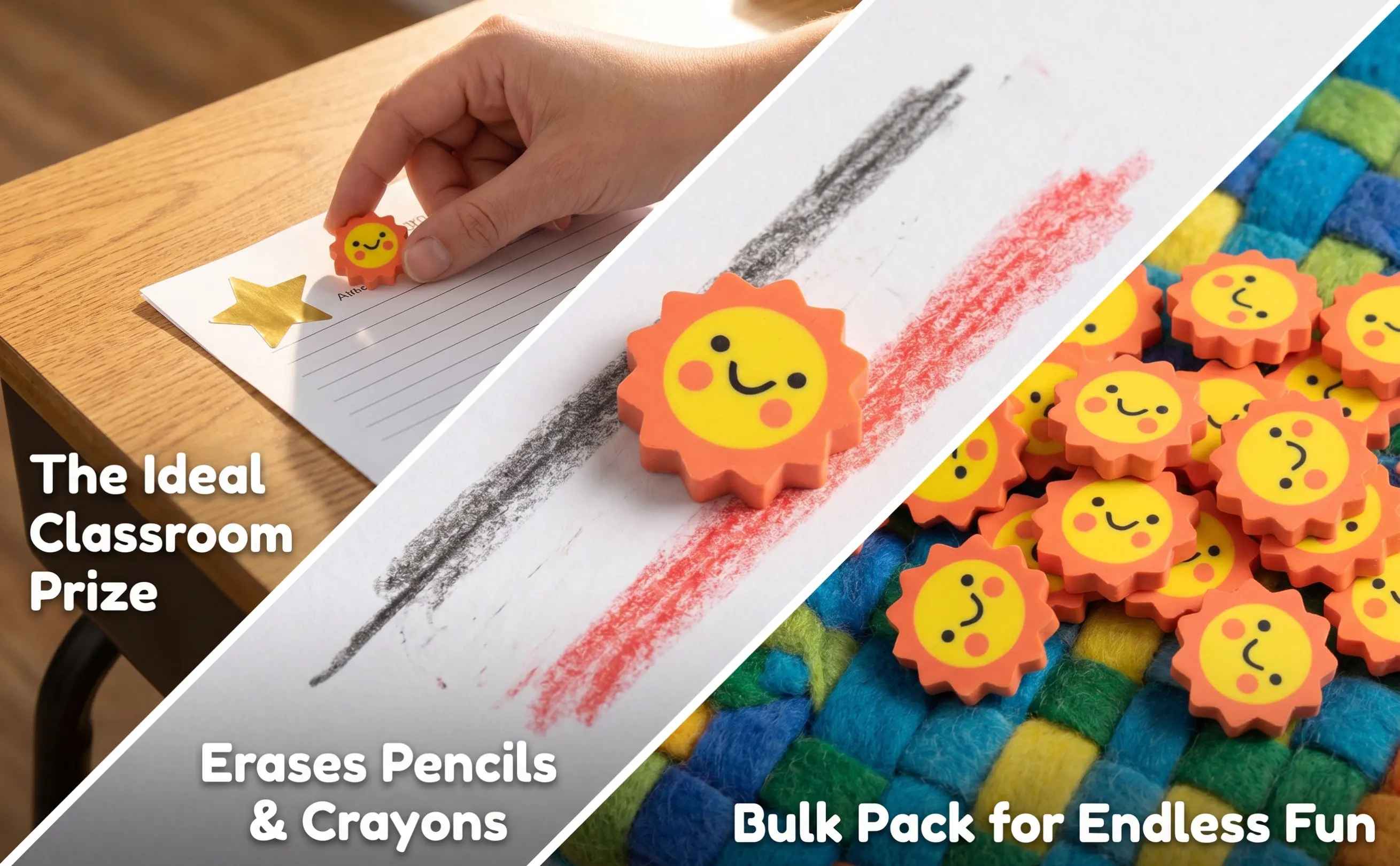 50Pcs Cute Sunflower Erasers Bulk Mini Erasers for School Supplies Classroom Fun Prizes Pencil Top Eraser