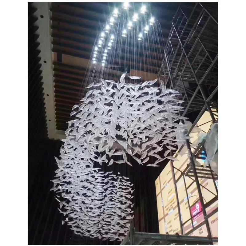 ريشة زجاجية مزينة الثريا طاولة الرمل غرفة الاجتماعات مكتب أمامي غرفة الطعام فيلا مصابيح فنية مكتب مبيعات اللوبي Hote