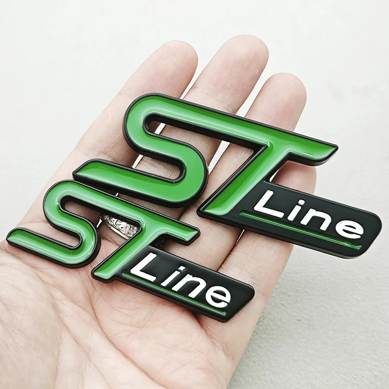 3D Metal Car Styling ST Line ST Logo Front Grille Badge Rear Trunk Emblem For Ford Focus Fiesta Mondeo Etc Exterior Accessories