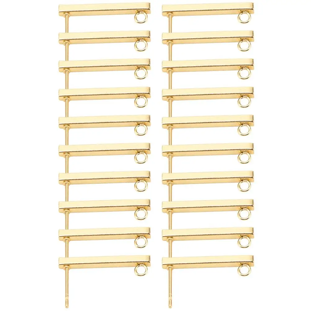 

20 Pcs Square Earrings Stainless Steel Hoop Post DIY Jewelry Accessories Lightweight Gold Rectangle Design Daily Wear Holiday