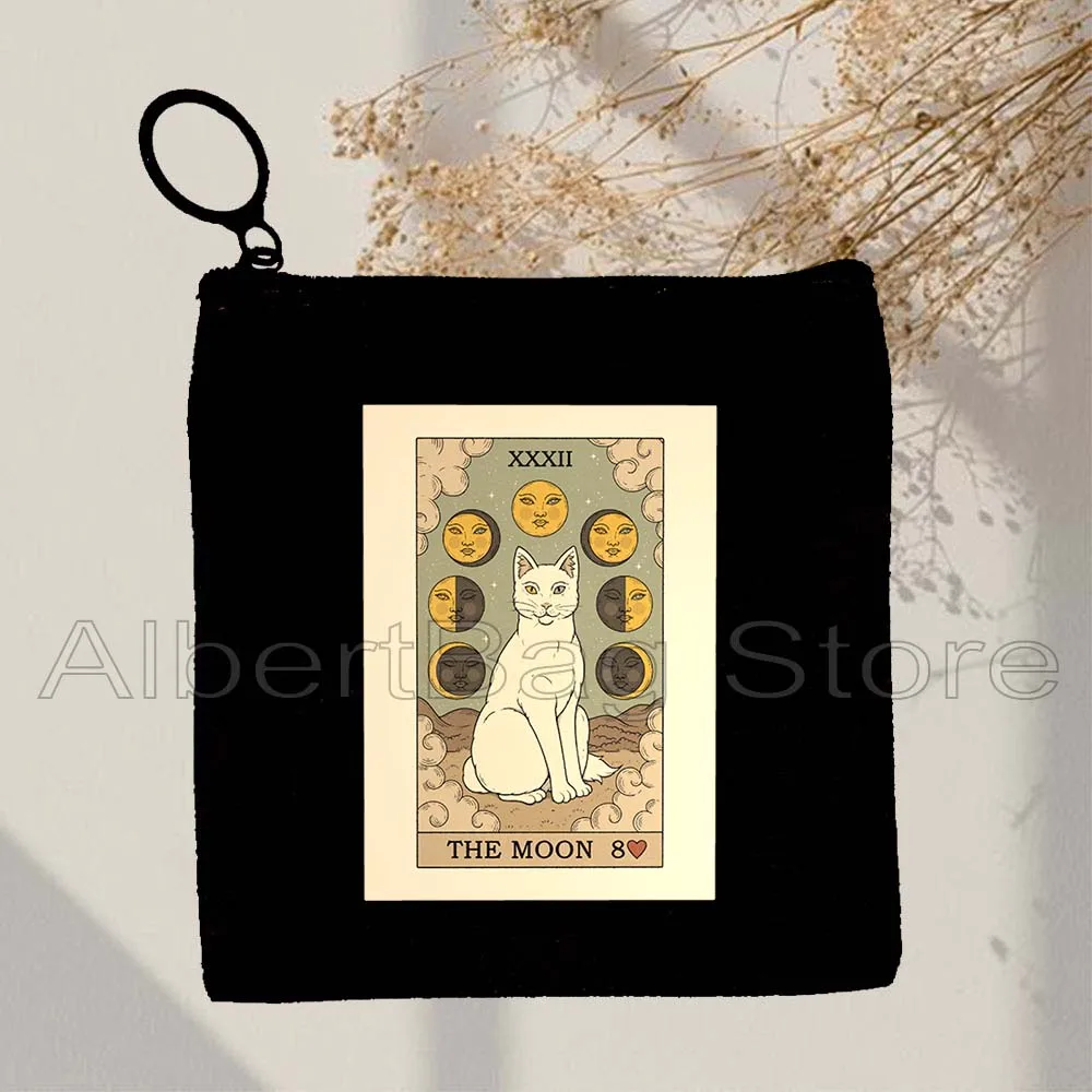 The Fool Sun Moon Star Lovers Libra Gemini Cat Owl Frog Cats Astrology Scorpio Canvas Coin Purse Key Case Small Bag Wallet Pouch