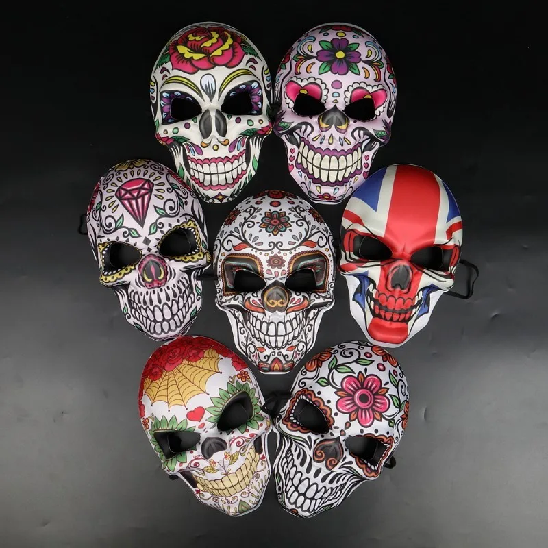 

2023 Masks Mexican Day of The Dead Skull Mask Cosplay Halloween Skeletons Print Masks Dress Up Purim Party Costume Prop