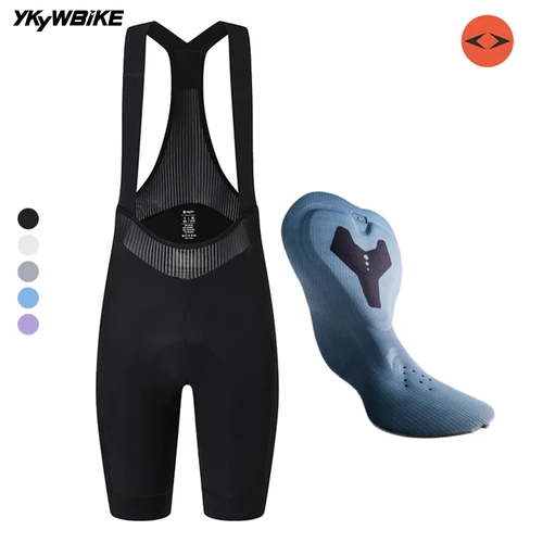 Imagen 2 del producto YKYWBIKE-babero de ciclismo corto para mujer, larga distancia, 7 horas de equitación, interfaz italiana, acolchado, bicicleta de carretera, pantalones cortos