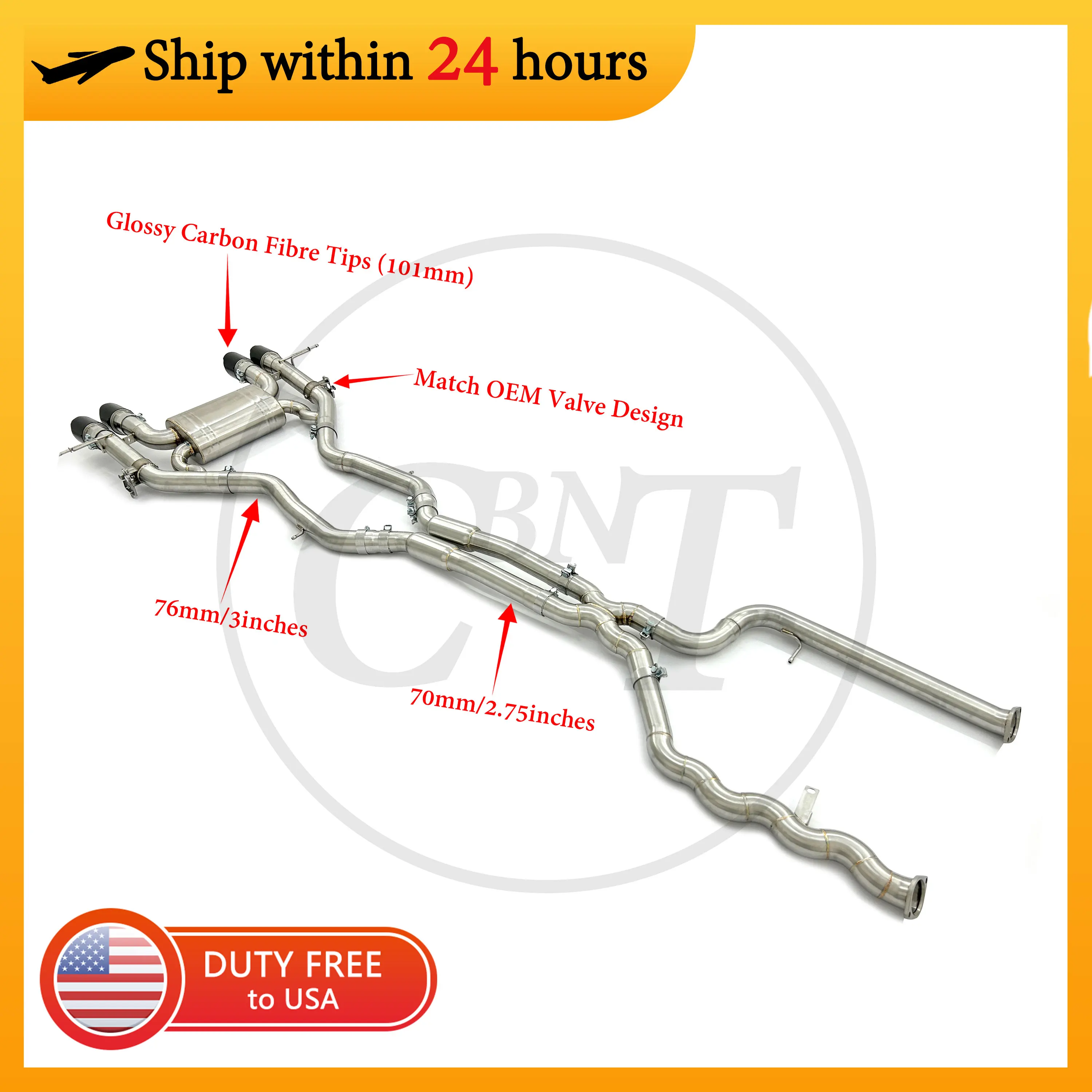 

CBNT for BMW S58 G80 M3 G82 M4 3.0T Valvetronic Equal Length Middle Pipe Exhaust Catback Match OEM Valve Exhaust System Muffler