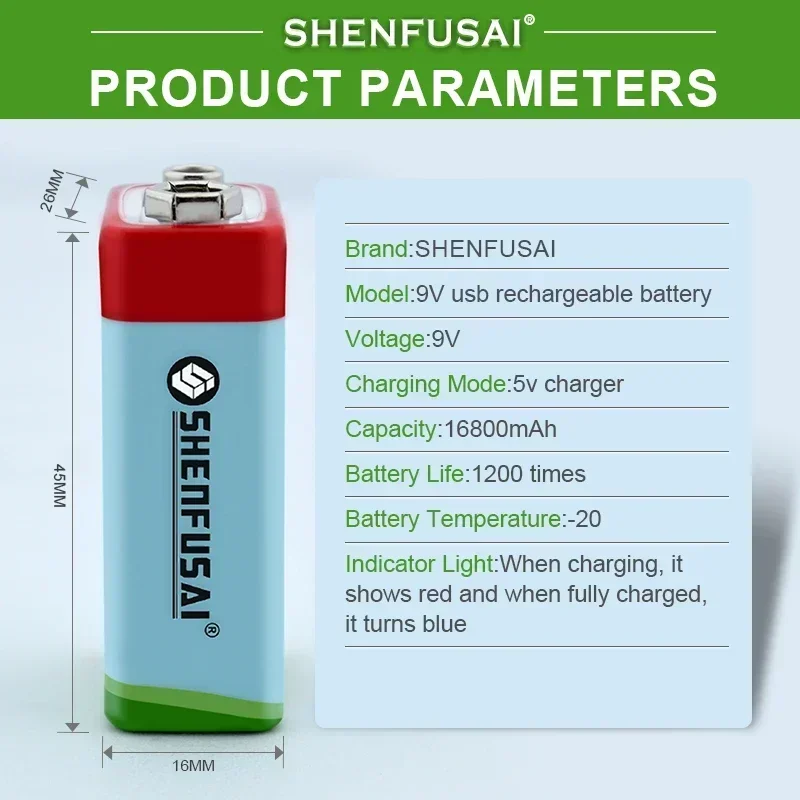 2024 9V Lithium-Ionen-Akku, Miniatur-USB-Akku, verwendet für Multimeter, KTV, Mikrofon, Spielzeug fernbedienung