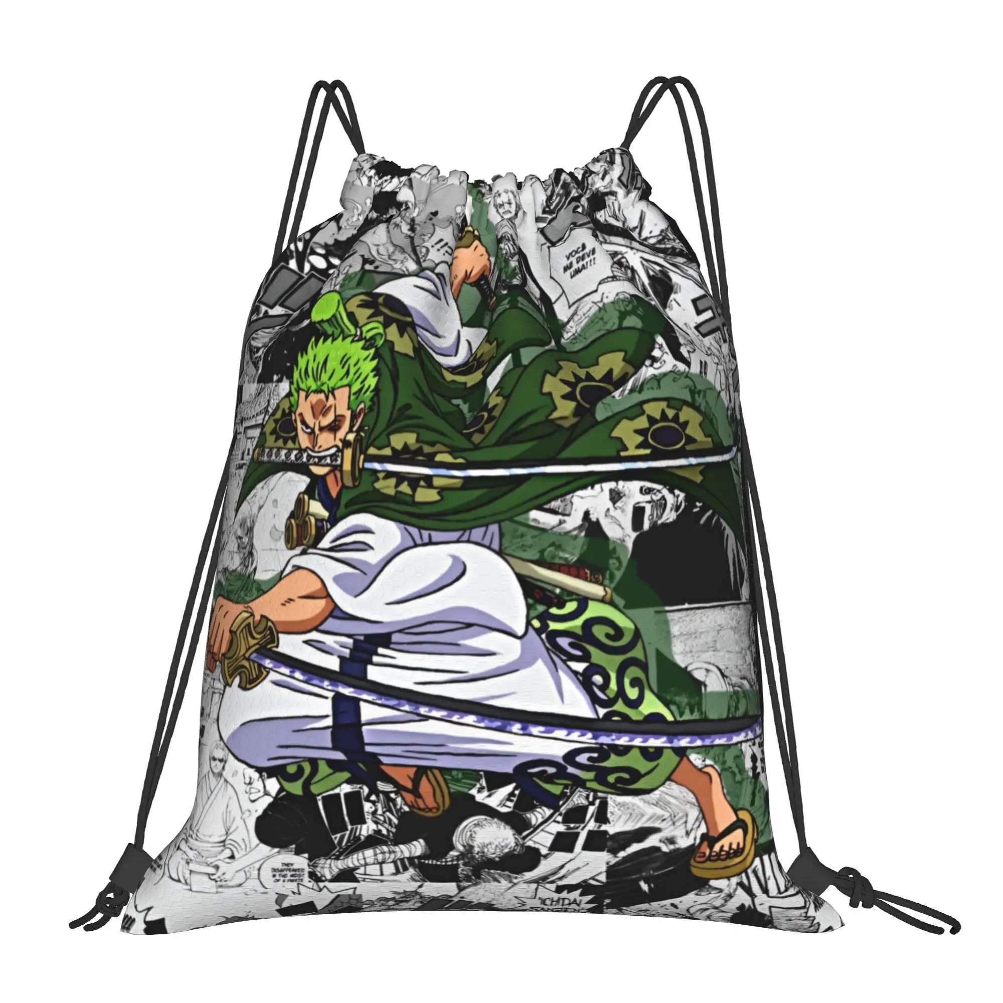 

Custom Zoro O-One P-Piece Drawstring Bag Women Foldable Gym Sports Sackpack Cartoon Adventure Comic Training Storage Backpacks