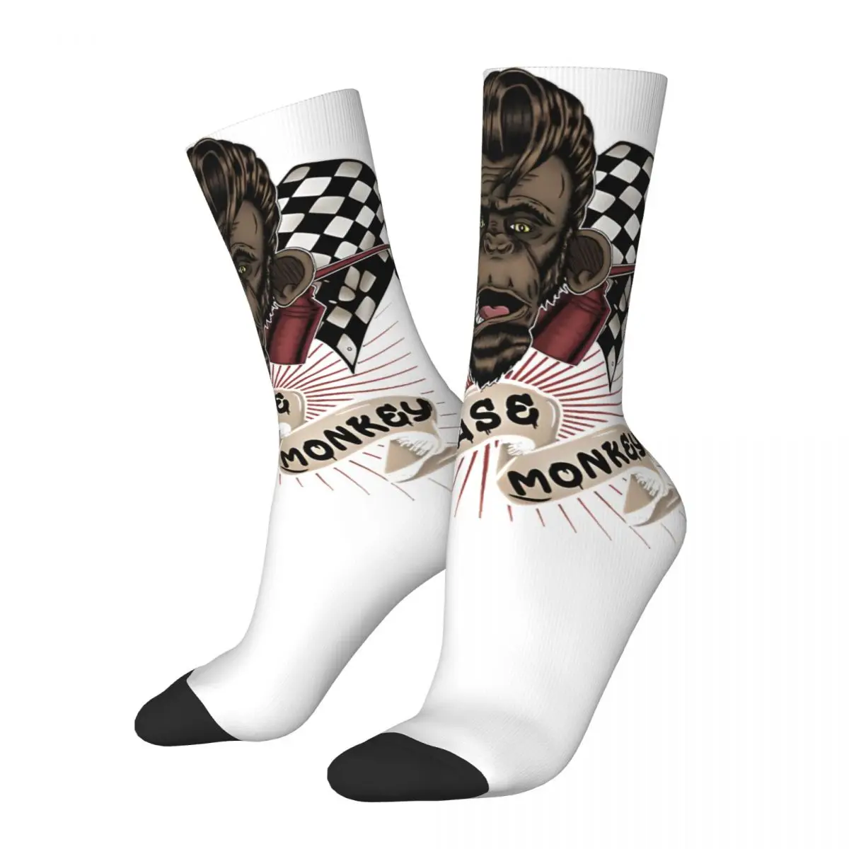 Retro Grease Monkey Mechanic Men's compression Socks Unisex Grease Monkey Harajuku Pattern Printed Novelty Crew Sock