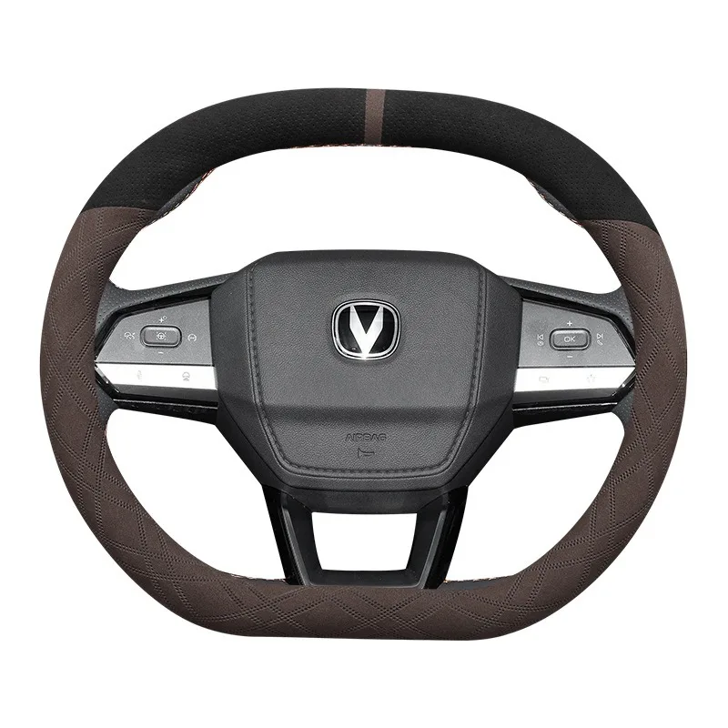 For CHANGAN 2nd Gen CS55plus Unik Univ Cs75plus Car Steering Wheel Cover Braid Breathable Non-slip Leather 2023 2024 2025