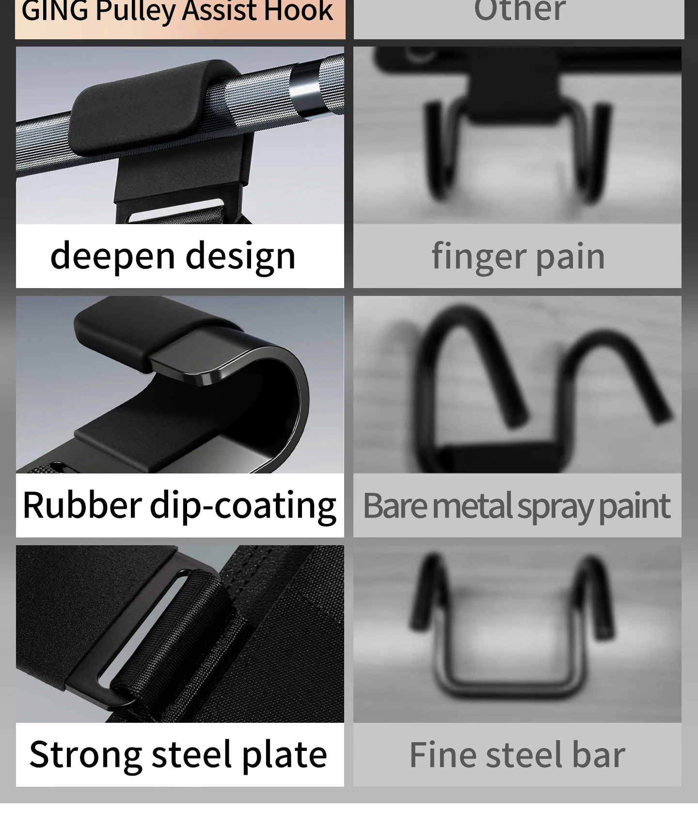 Gewichtheber-Hakengriffe mit Handgelenkbandagen, Fitness-Handgelenkriemen, Gewichtheber-Hakenriemen, Klimmzug- und Powerlifting-Handschuhe – Detail 6