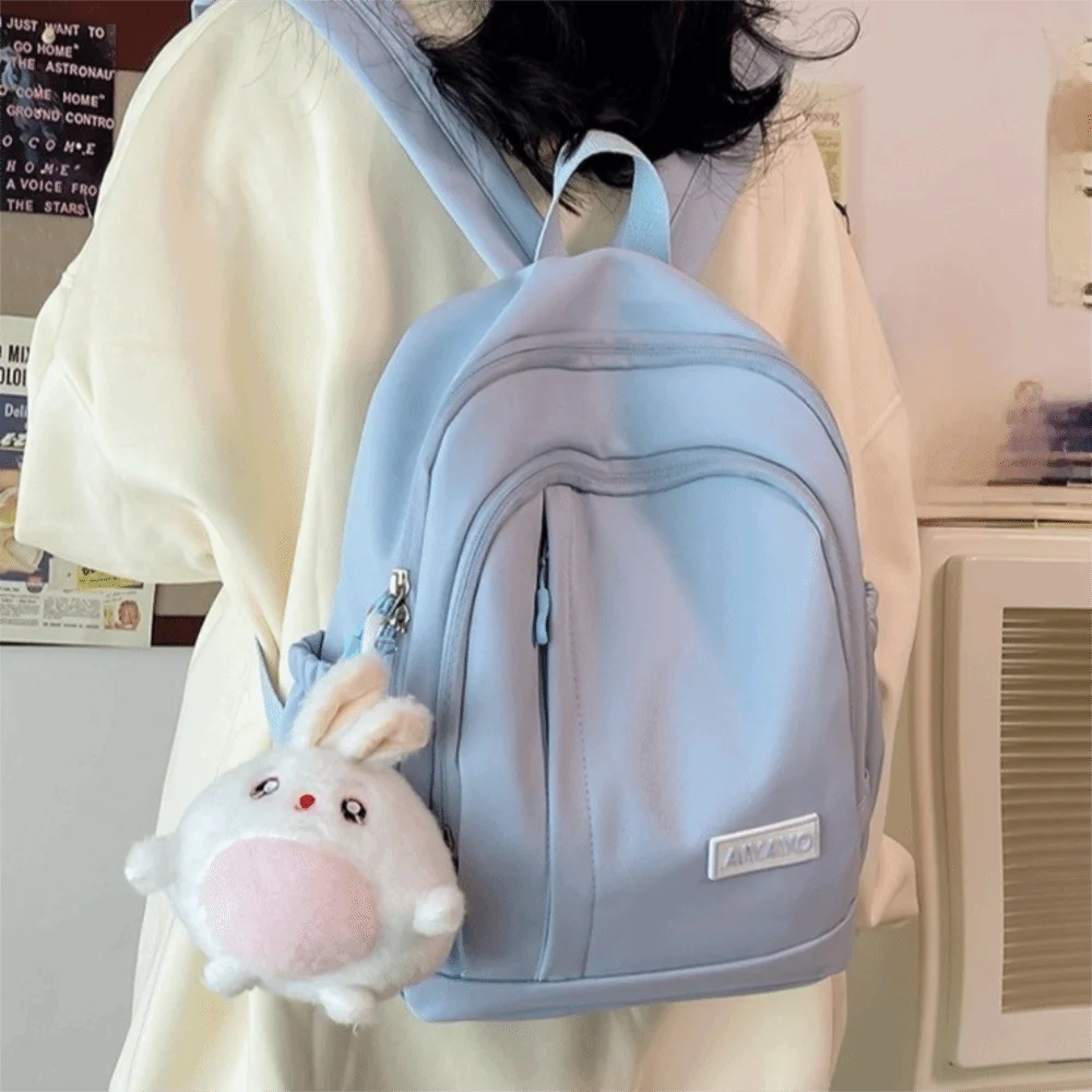 

Nylon Girls Backpacks Multi Pockets Large Capacity Students School Bags Solid Color Japanese style Teenage Shoulder Bags Student