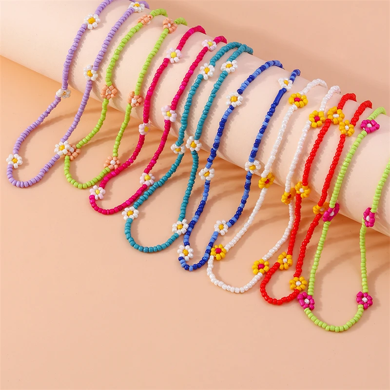 Mode handgemachte bunte Perlen Halskette für Frauen Mädchen Party Festival Schmuck Dekoration – Detail 3