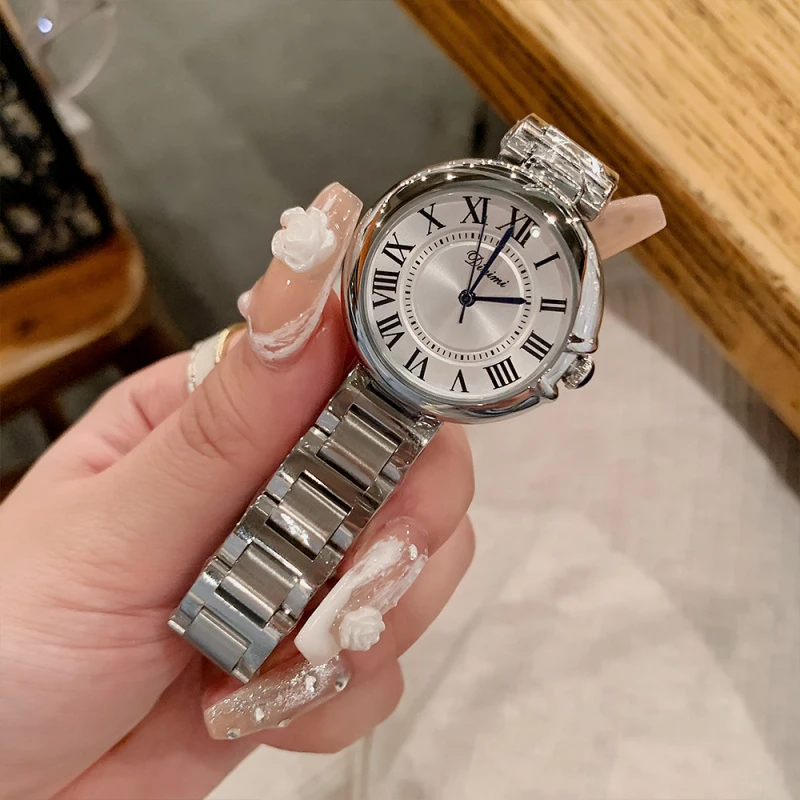 New Exquisite Fashionable And Simple Elegant Steel Band Quartz Vintage Roman Numeral Couple Watch Suitable Business Occasions