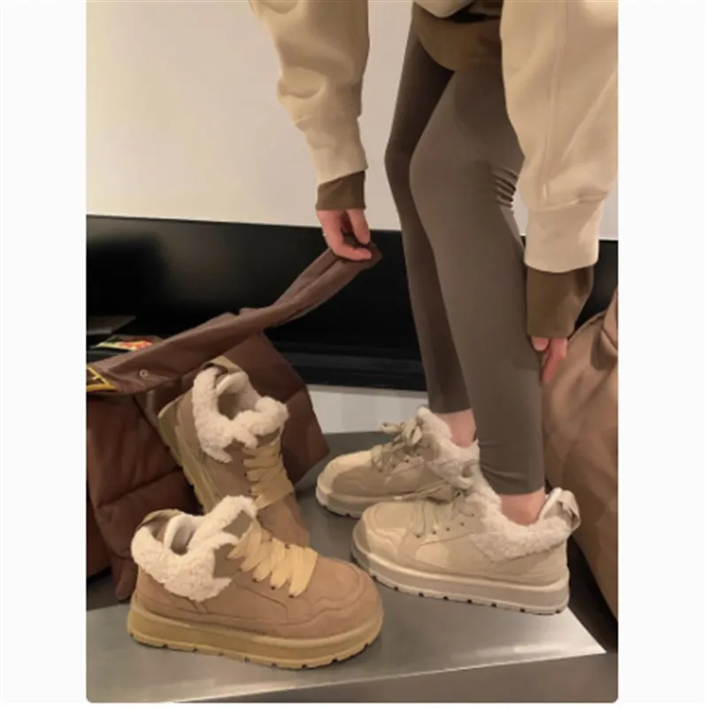 

Зимние зимние сапоги Thi Bot на плоской подошве, противоскользящие хлопковые ботинки на подкладке, повседневные резиновые подошвы с круглым носком