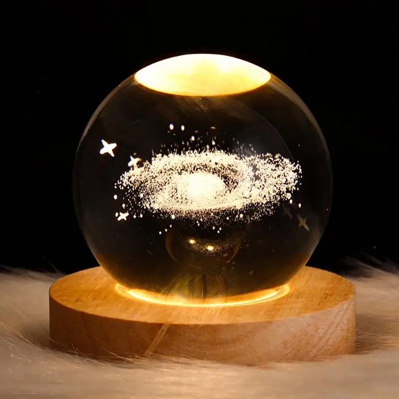 Crystal Ball Night Light Science Space Astronomy Universe Planet Cool Presents LED Power Warm Bedside Light Night Lamp