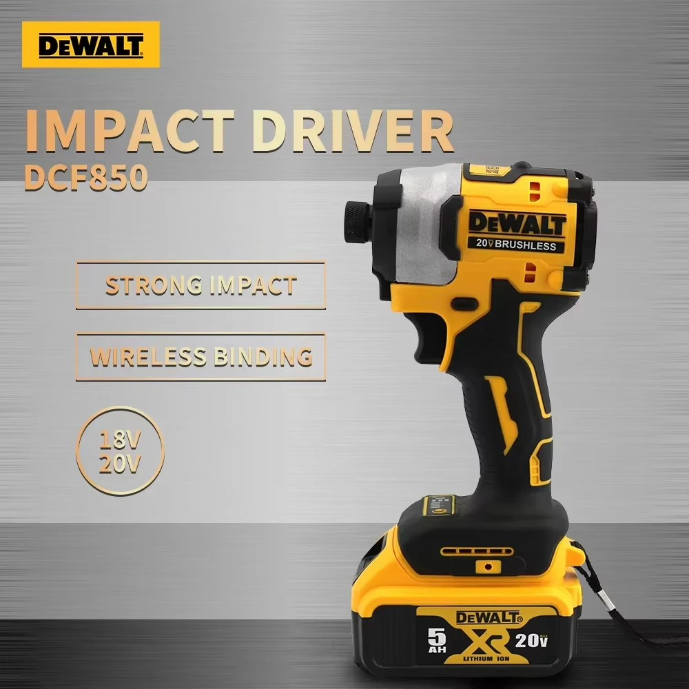 DEWALT DCF850 205N.m Brushless Impact Drill Cordless Electric Drill Screwdriver Electric Impact Driver 20V Rechargeable Tool