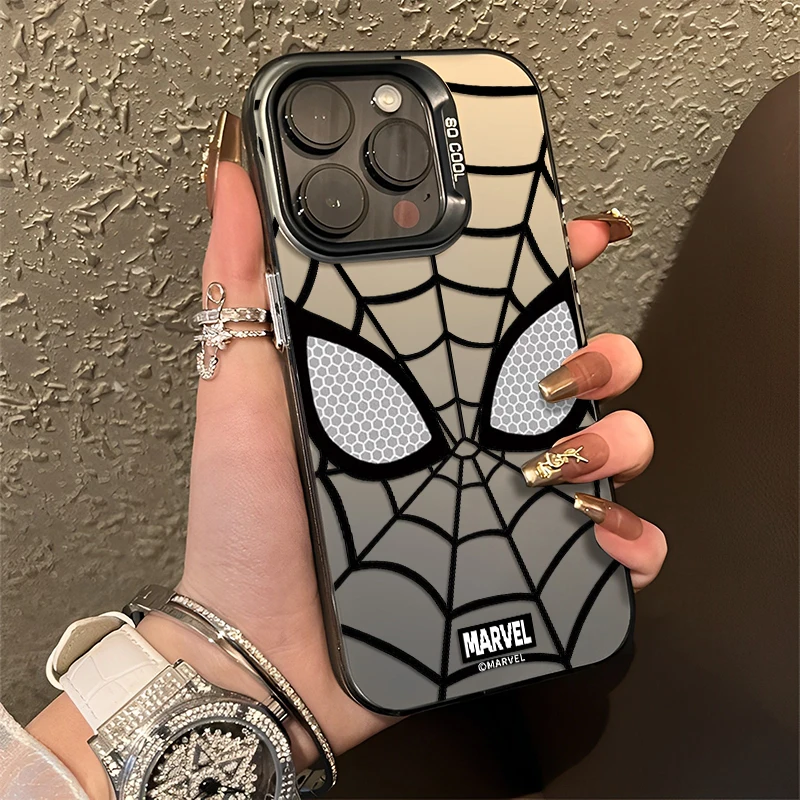 For Iphone 15 14 13 12 11 Pro Max Plus Mini Xr Xs X Spider Man Laser Matte Hard Phone Case On Iphone15 14promax Shockproof Cover