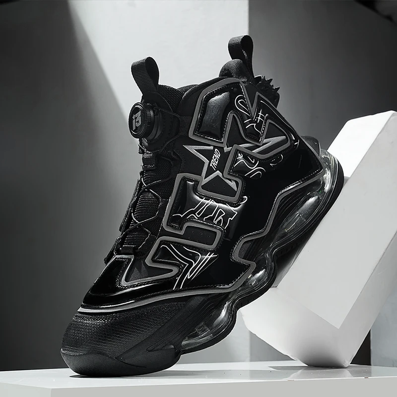 

2025 New Basketball Sneakers for Men Shock-Absorbant High-top Sneakers Quick Lacing Basketball Boots Non Slip Outdoor Trainers