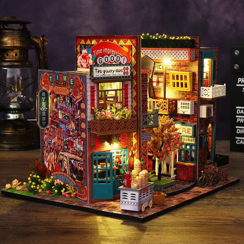 DIY Wooden Miniature Model Kit The Imprint of the Times Casa 3D Puzzle Villa Dollhouse With Furniture Lights for Friends Gifts