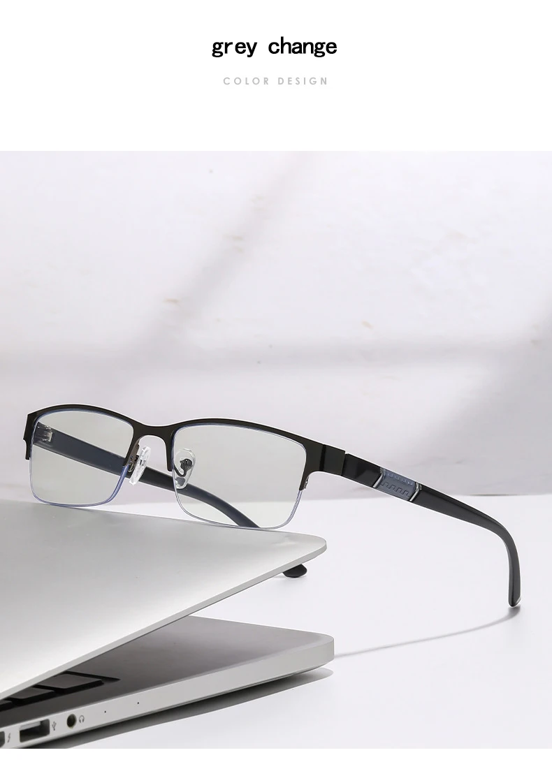 Multifokale Farbwechselnde Herren-Halbrahmen-Smart-Zoom-Brille für Nah- und Fernsicht 806 – Detail 13