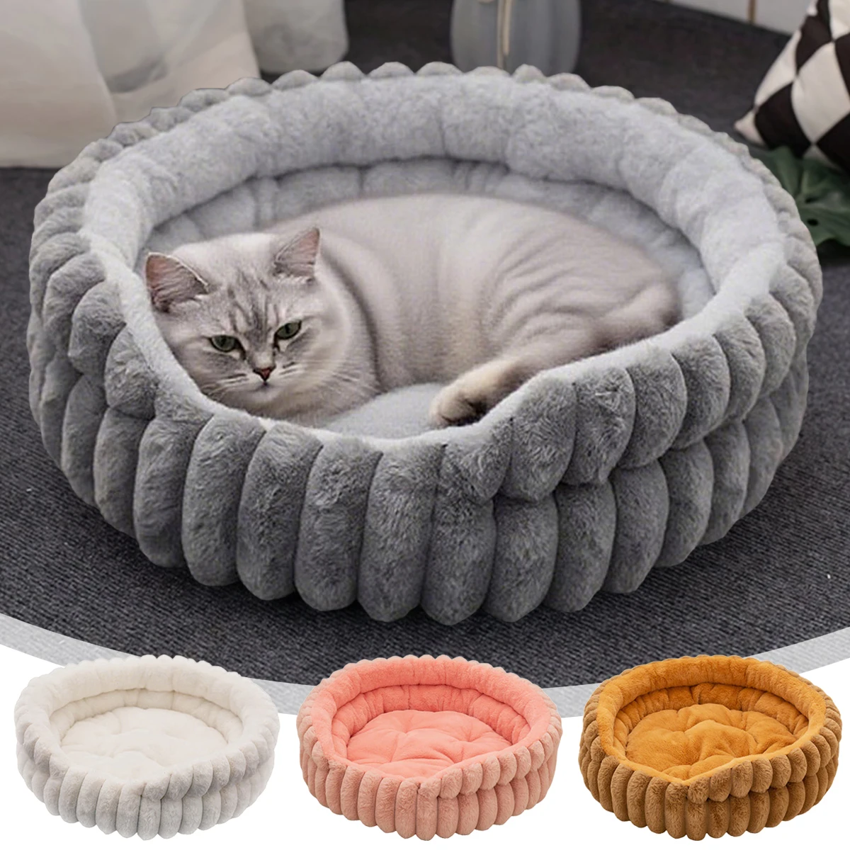 

1PC Bed for Cats Pet Products Cushions Kitten Goods Accessories Dog All Home Supplies Things Accessory Habitats Basket House Bed