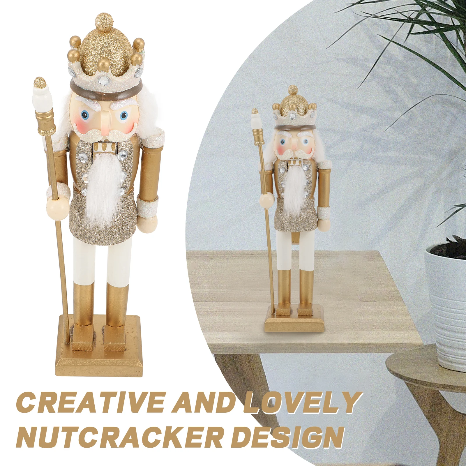 

1pc Wooden Nutcracker Sturdy Craft Home Office Decor Wedding Party Gift Garden Ornament Desktop Festival Holiday Nutcracker