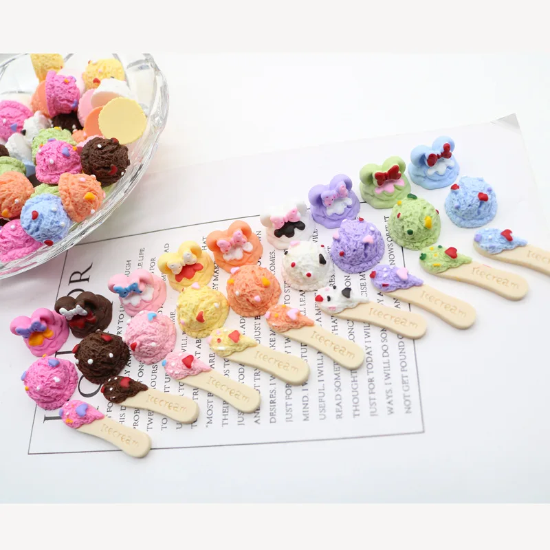 10pcs Resin Ice Cream Pop-stick DIY Material 3D Silicone Charms Pendant for Jewelry Making Decoration Pencil Cases Supplies