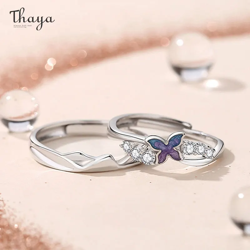 

Thaya, новая мода, дизайн бабочки, серебряные кольца S925 для влюбленных, циркон, свадебное обручальное кольцо для женщин и мужчин, ювелирные изделия, подарки