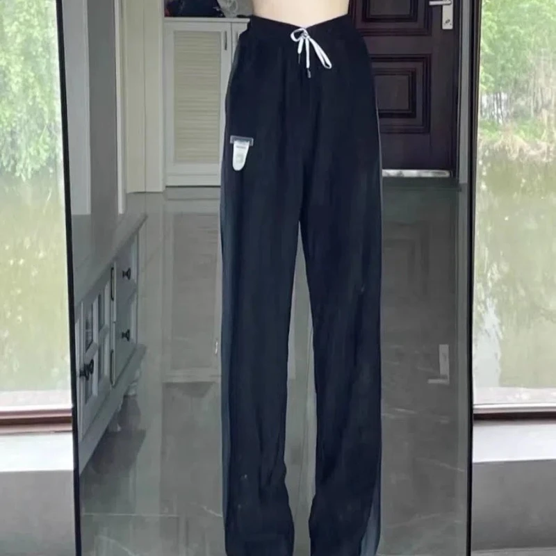 Graphic Sense Tie Dye Sport Pants Women Fashion New Casual Basics Loose High Waist  Streetwear Pocket Drawstring Wide Leg Pants