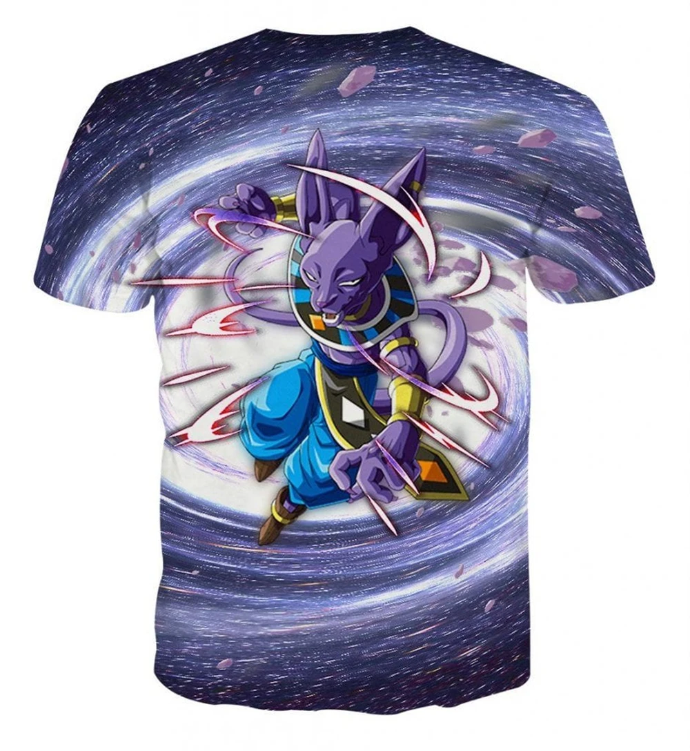 Camiseta de Anime Japonés Dragon Ball Z con Estampado 3D de Lord Beerus, Vibrante, para Niños y Adultos, Ropa de Cosplay