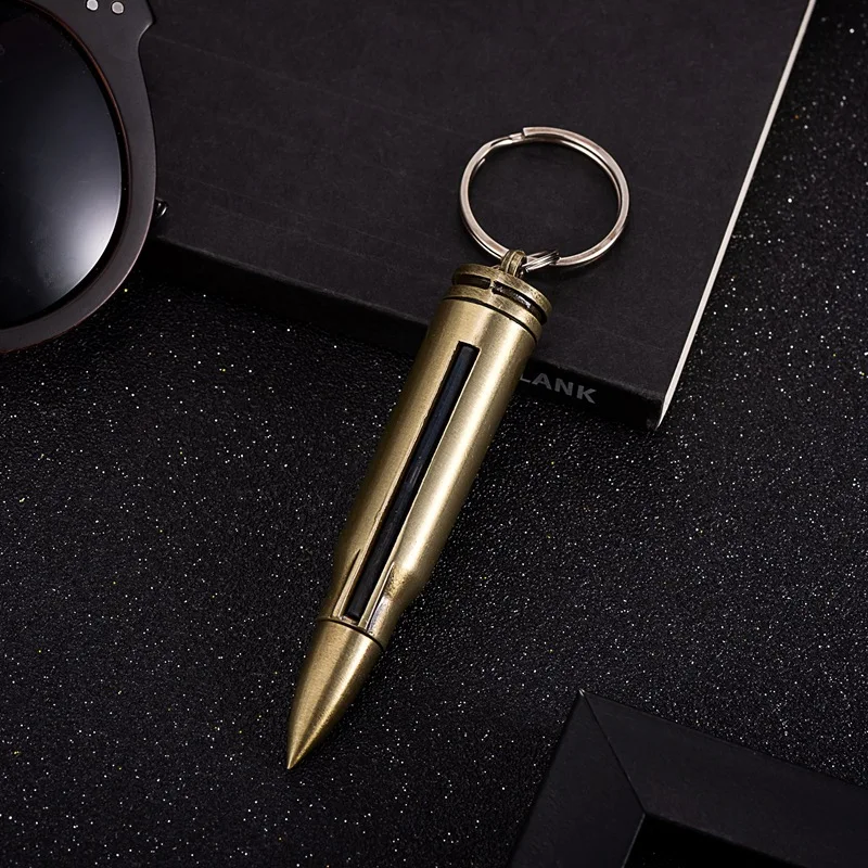 Mini portable creative bullet shaped hot selling metal matchstick with 10000 lighter multifunctional keychain combustion lighter - Image 3