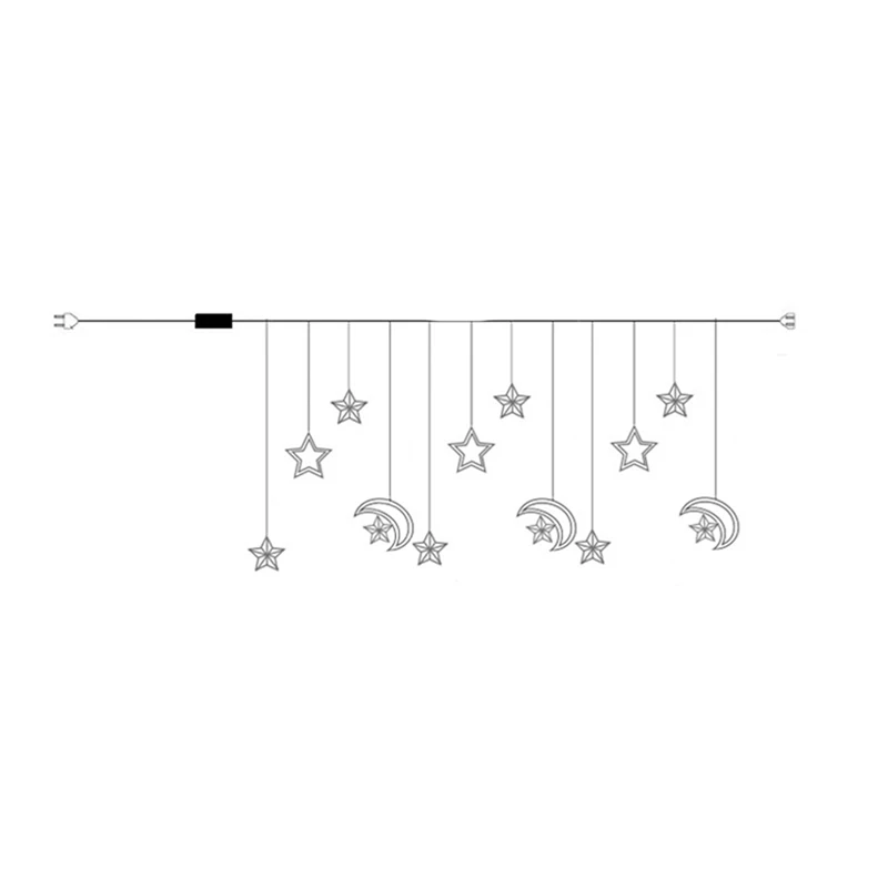 Christmas Moon Star Window Fairy String Lights USB & Battery Powered String Lights For Indoor Window Bedroom