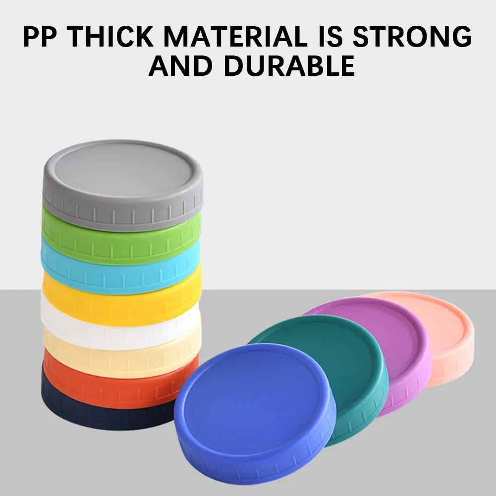 12pcs Reusable 70mm 86mm Plastic Mason Jar Lids for Wide Mouth Jar Leak-proof Seal Bottle Cover Spout Lid Good Seal Kitchen Tool