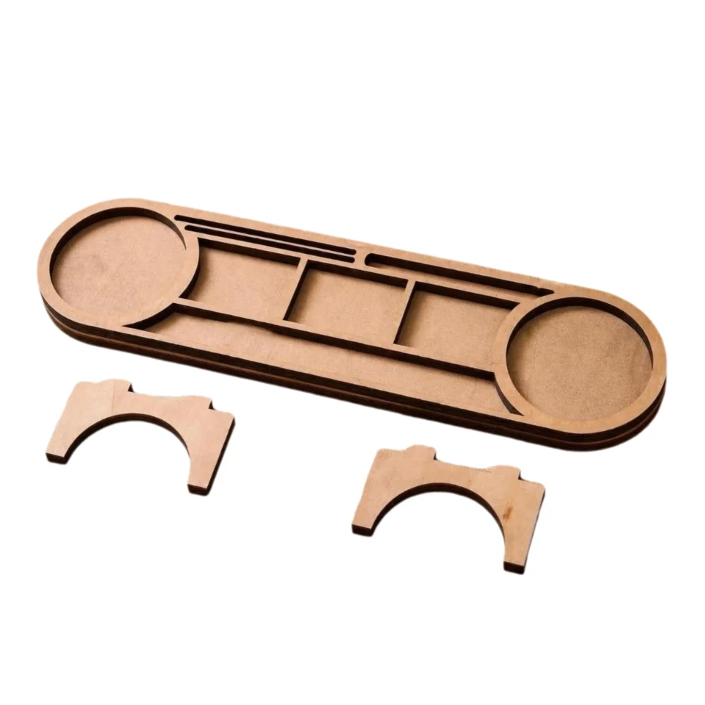 Brown Wooden Desk Organizer Wood Phone Stand Desk Storage Rack Pen Slot Multi-Compartment Desktop Sundries Organizer