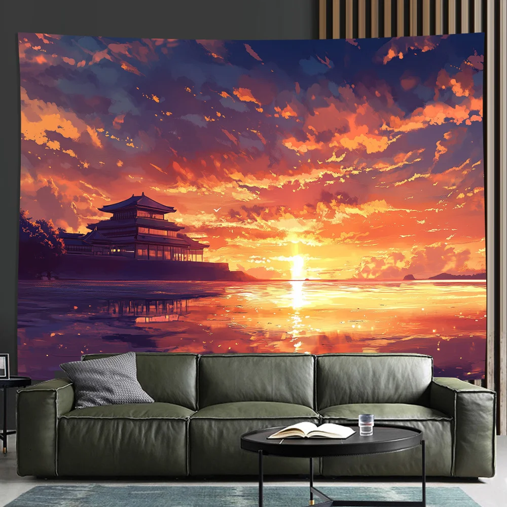 breathtaking sunset Digital printing polyester wall hanging tapestry decorative Living room bedrooms Office background gift