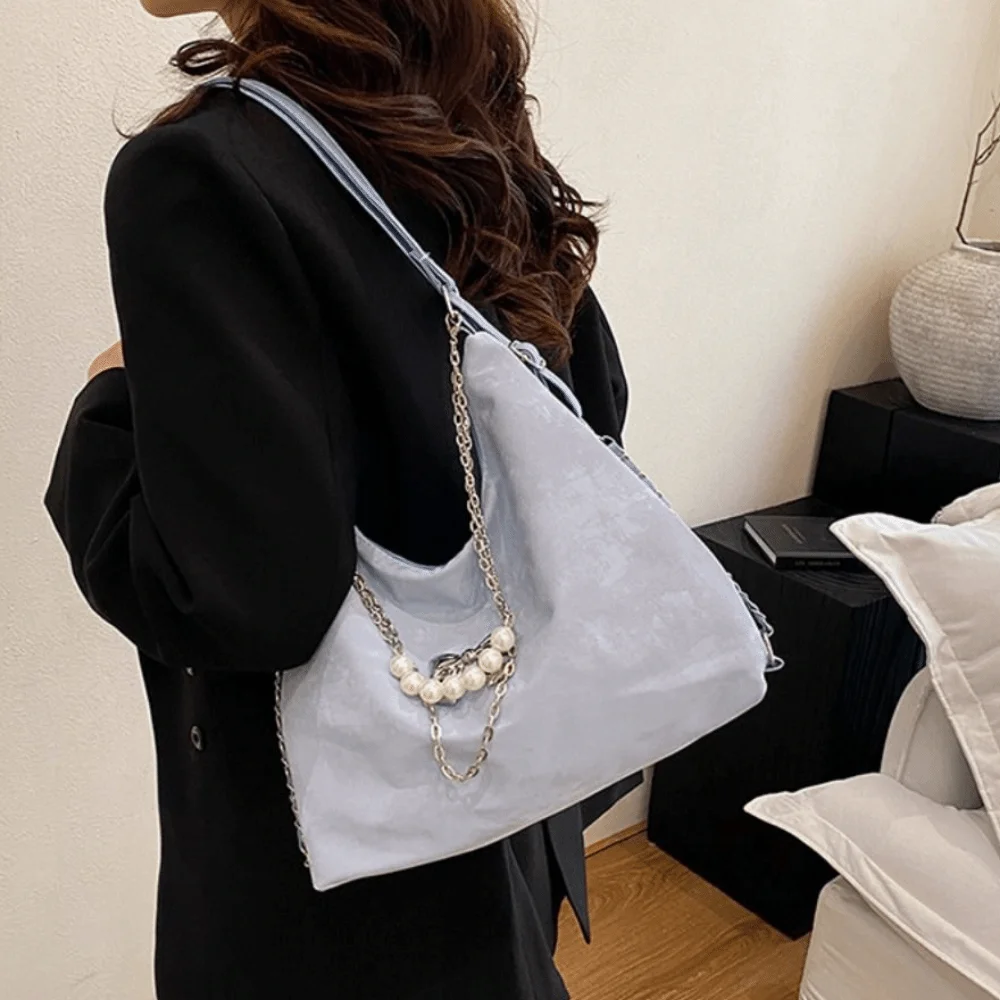 

Versatile Retro Women's Shoulder Bag PU Leather Lightweight Student Tote Bag Waterproof Portable Shopping Handbag Spring Summer
