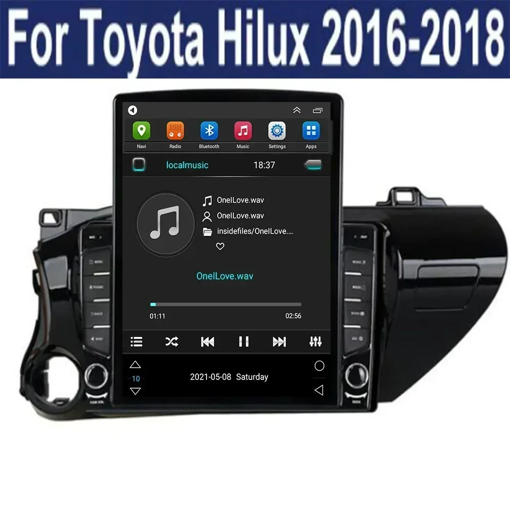 For Tesla Style 2Din Android13 Car Radio For Toyota Hilux 2016-2019 Multimedia Video Player GPS Stereo Carplay DSP RDS Camera